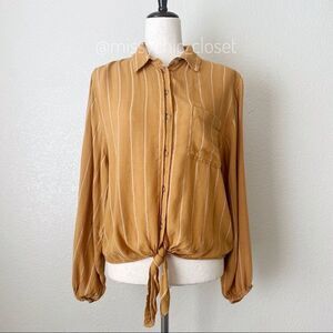 American Eagle Front Tie Striped Button Down Women’s Shirt, Sz Small